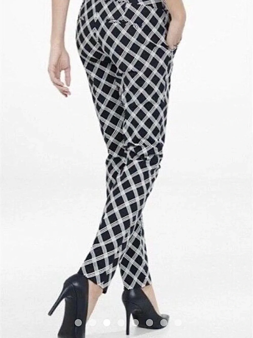 Express Black & White Plaid Slim Ankle Pants